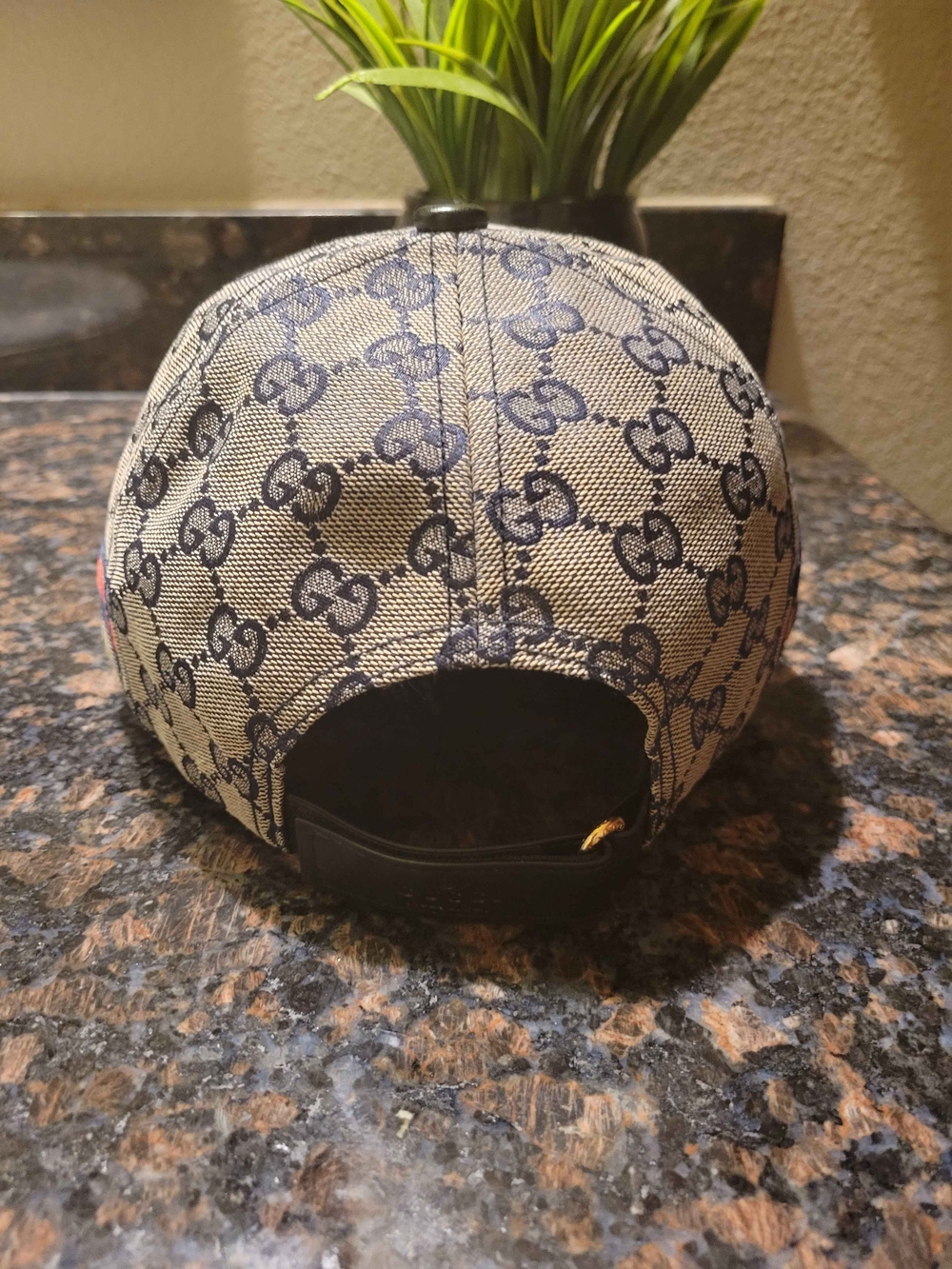 Gucci Monogram Navy Blue Baseball Cap with Web Stripe - Picture 5 of 7